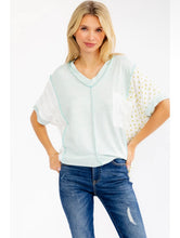 Load image into Gallery viewer, Sage Mixed Patchwork V-Neck Top