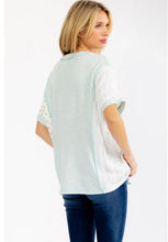 Load image into Gallery viewer, Sage Mixed Patchwork V-Neck Top