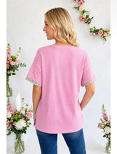 Load image into Gallery viewer, Pink & Black Ribbed Patchwork Floral Top