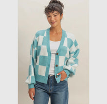 Load image into Gallery viewer, Blue Checkered Button Cardigan