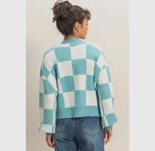 Load image into Gallery viewer, Blue Checkered Button Cardigan