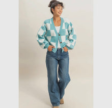 Load image into Gallery viewer, Blue Checkered Button Cardigan
