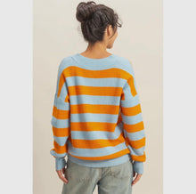 Load image into Gallery viewer, Blue and Orange Soft Stripe Sweater