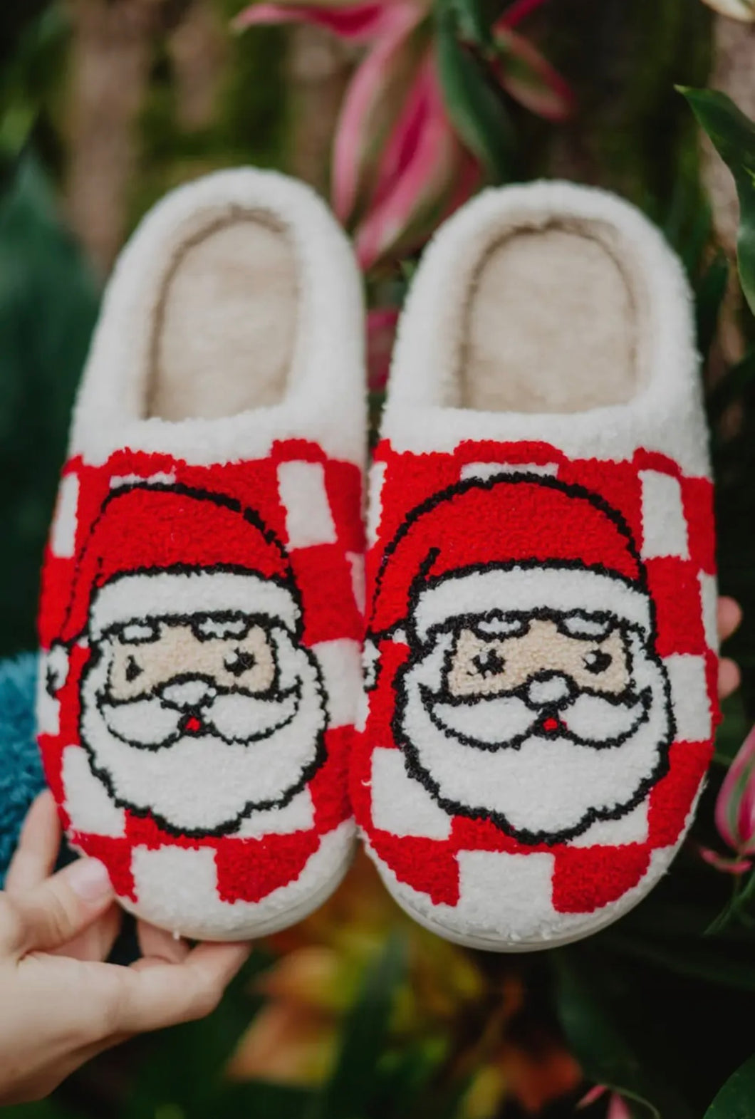 Santa Checkered Slippers