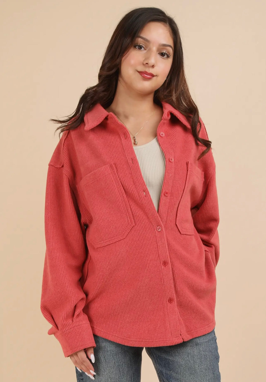 Oversized Rose Cozy Shacket