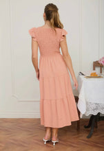 Load image into Gallery viewer, Apricot Flutter Sleeve Maxi Dress
