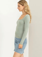 Load image into Gallery viewer, Sage Square Neck Long Sleeve
