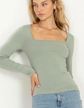 Load image into Gallery viewer, Sage Square Neck Long Sleeve
