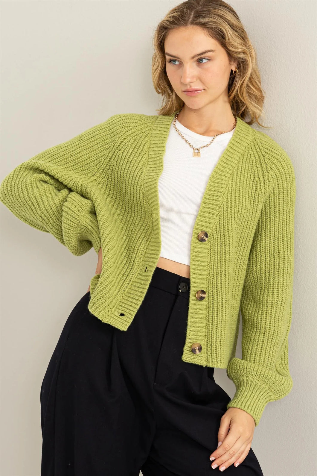 Pale Olive Cardigan