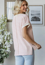 Load image into Gallery viewer, Pink/White stripe textured Top
