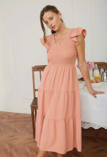 Load image into Gallery viewer, Apricot Flutter Sleeve Maxi Dress
