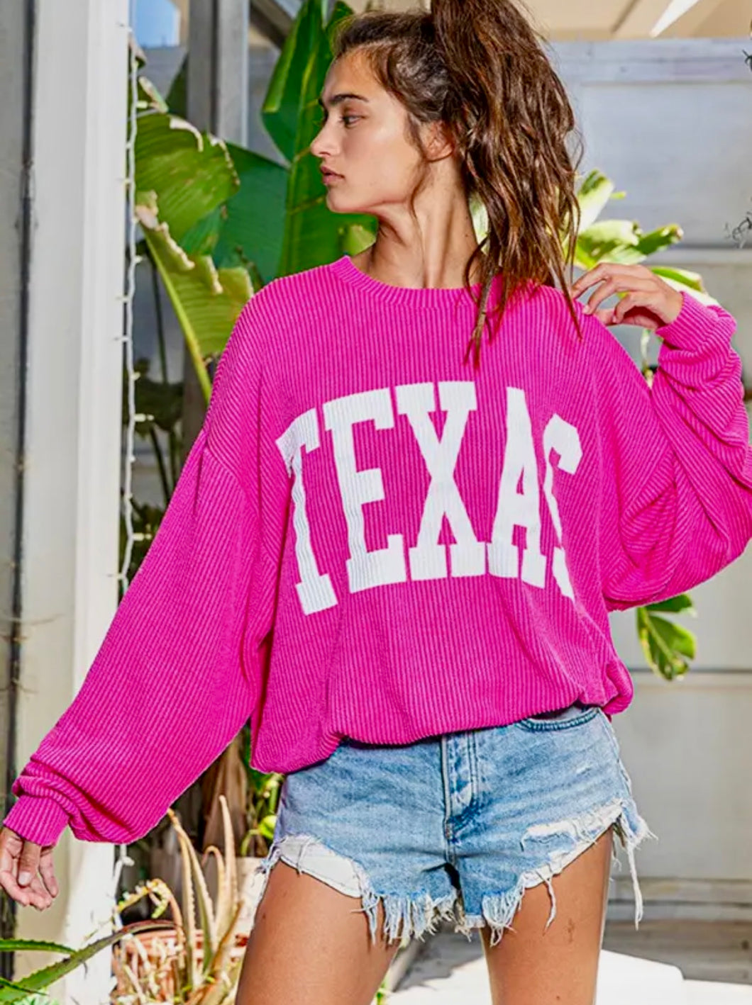 Oversized Hot Pink Texas Top