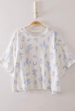 Load image into Gallery viewer, Blue/White Western Graphic Top
