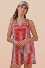 Load image into Gallery viewer, Red &amp; White Casual Comfy Knit Romper
