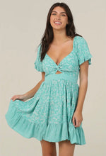 Load image into Gallery viewer, Turquoise Twin Print Flutter Dress
