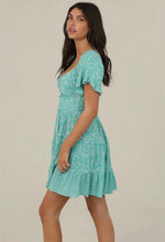 Load image into Gallery viewer, Turquoise Twin Print Flutter Dress

