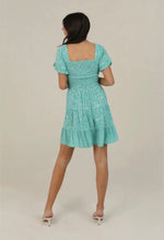 Load image into Gallery viewer, Turquoise Twin Print Flutter Dress
