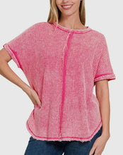 Load image into Gallery viewer, Hot Pink Waffle Knit Top
