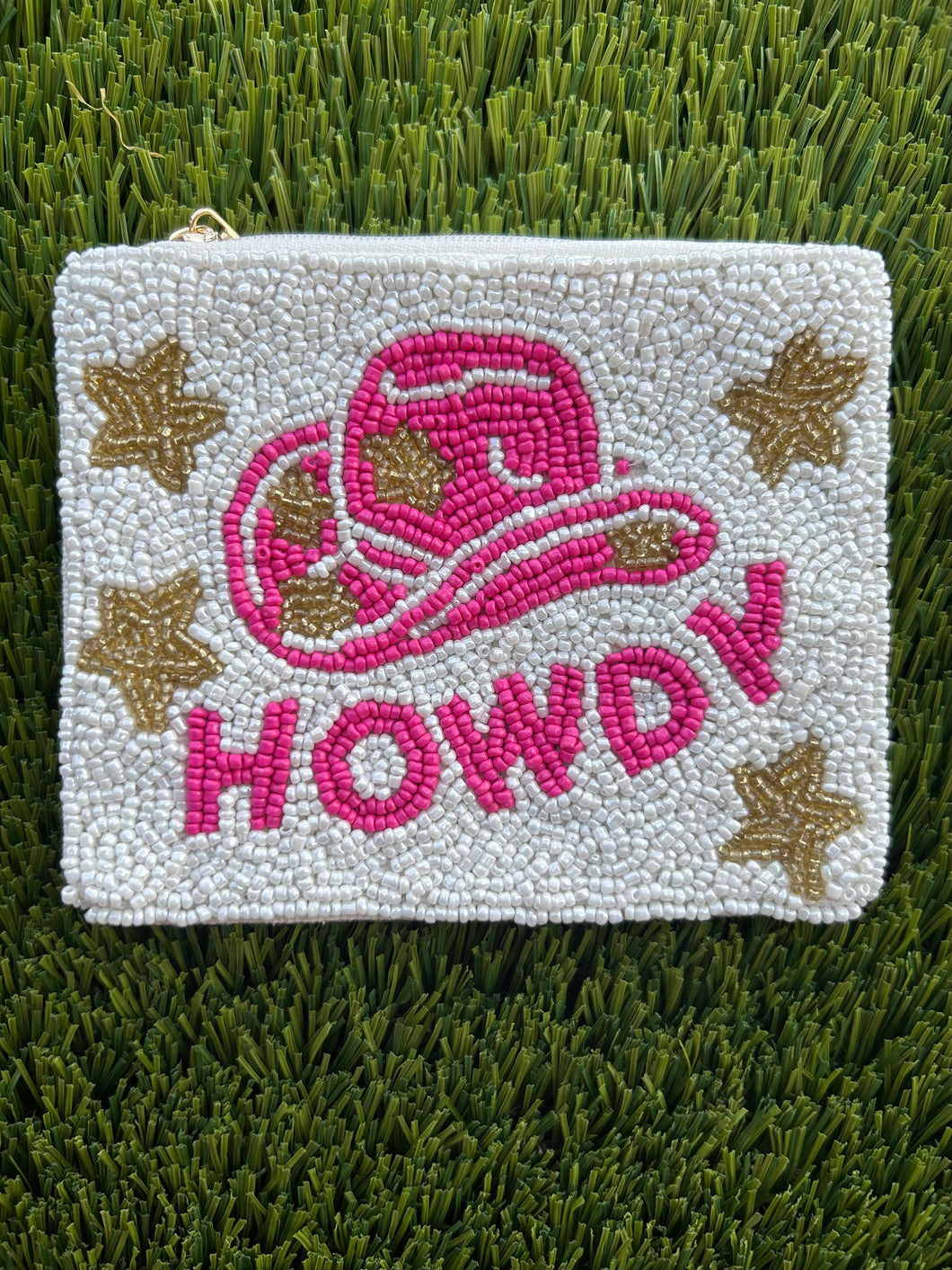 Howdy Pink & White Pouch