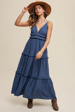 Load image into Gallery viewer, Maya Deep Blue Ruffled Maxi Dress
