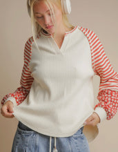 Load image into Gallery viewer, Oversized Orange Floral Stripe Top
