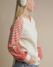 Load image into Gallery viewer, Oversized Orange Floral Stripe Top
