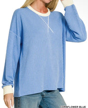 Load image into Gallery viewer, Cornflower Blue or Plum Ribbed Long Sleeve

