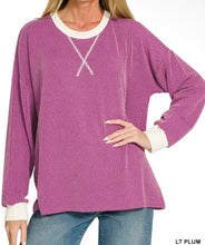 Load image into Gallery viewer, Cornflower Blue or Plum Ribbed Long Sleeve
