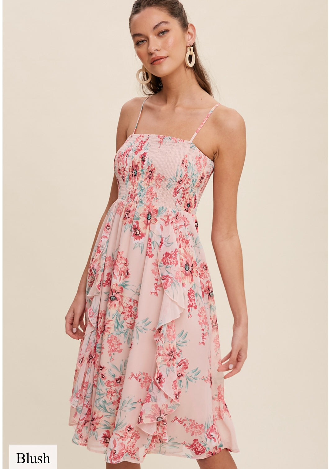 Josephine Pink Floral Chiffon Dress