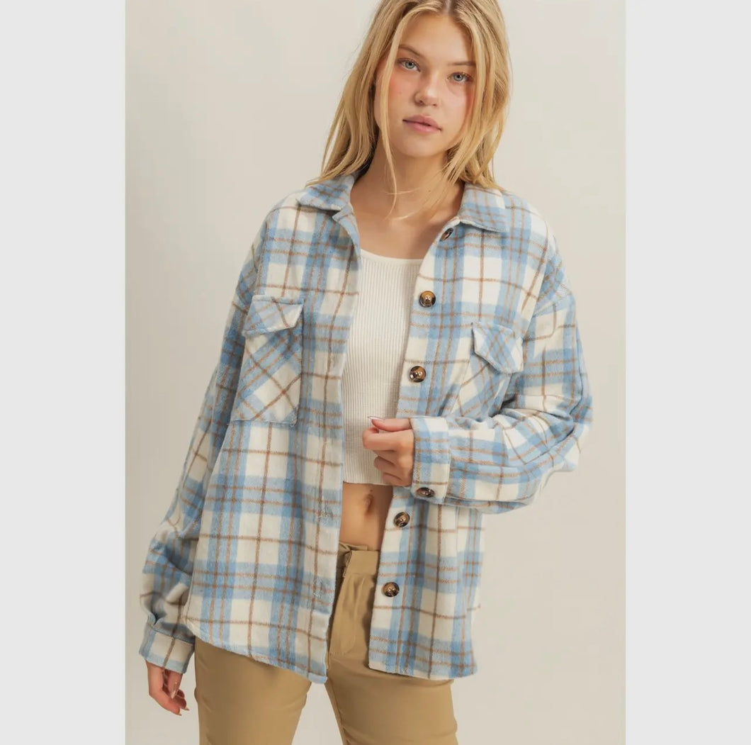 Megan Blue Plaid Shacket