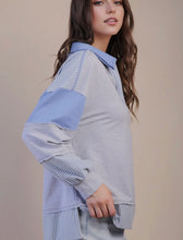 Load image into Gallery viewer, Blue/Grey Block Striped Top
