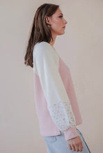 Load image into Gallery viewer, Rosie/Sky Floral Sleeve Textured Knit Top
