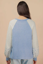 Load image into Gallery viewer, Rosie/Sky Floral Sleeve Textured Knit Top
