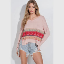 Load image into Gallery viewer, Blush Christmas Reindeer Top
