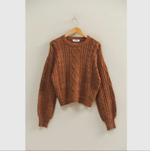 Load image into Gallery viewer, Soft Brown Cable Knit Sweater
