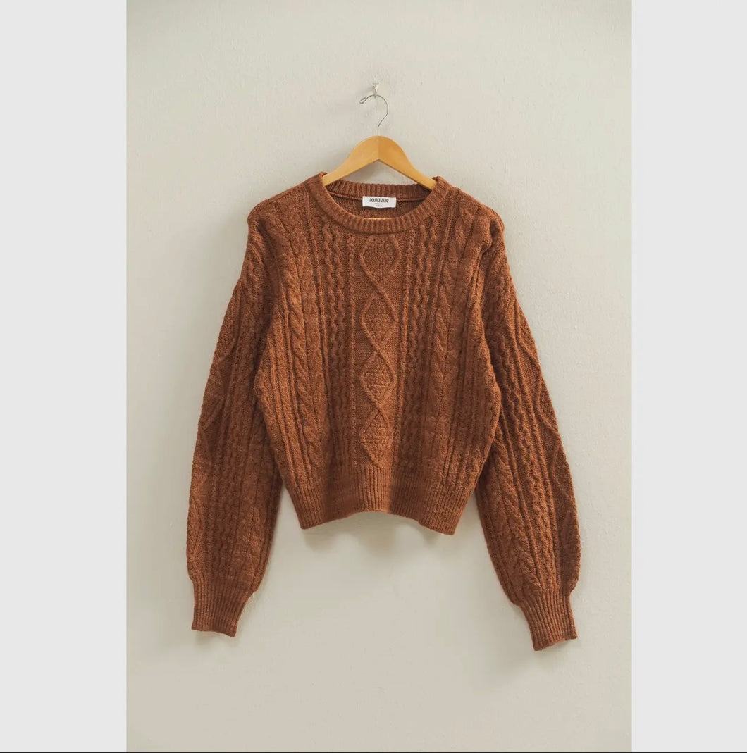 Soft Brown Cable Knit Sweater
