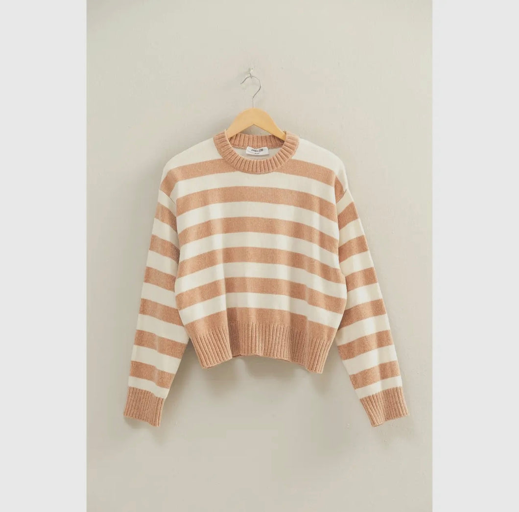 Soft Tan Stripe Sweater