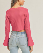 Load image into Gallery viewer, Fuchsia Open Tie Front Knit Top
